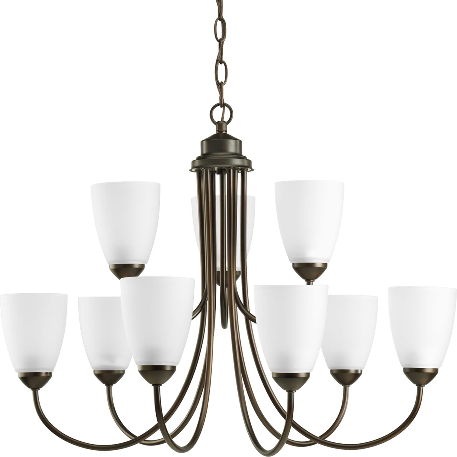 Antique Bronze Nine Light Chandelier from the Gather Collection