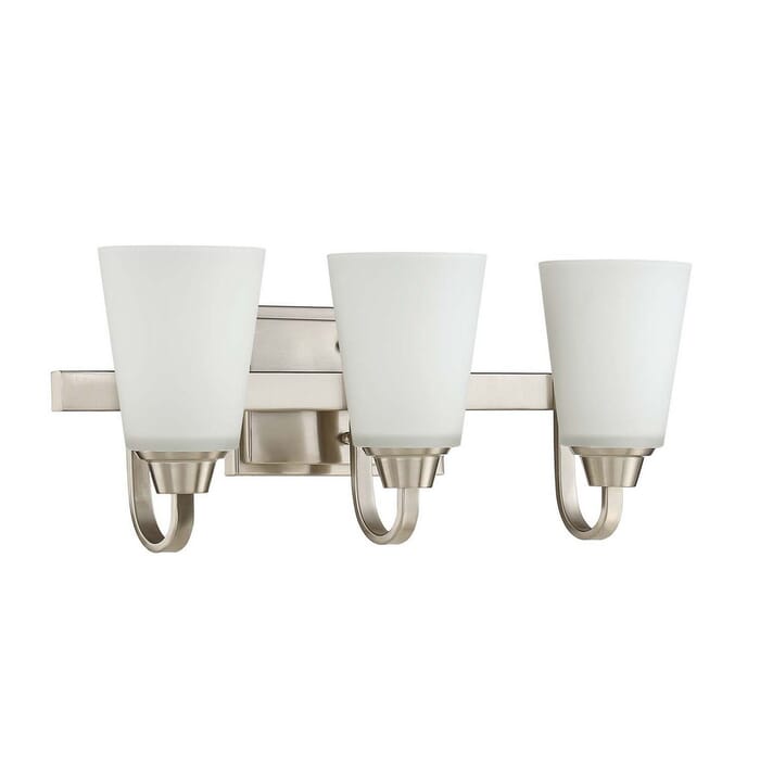 Craftmade Grace 3-Light Bathroom Vanity Light in Brushed Polished Nickel Craftmade Grace 3-Light Bathroom Vanity Light in Brushed Polished Nickel