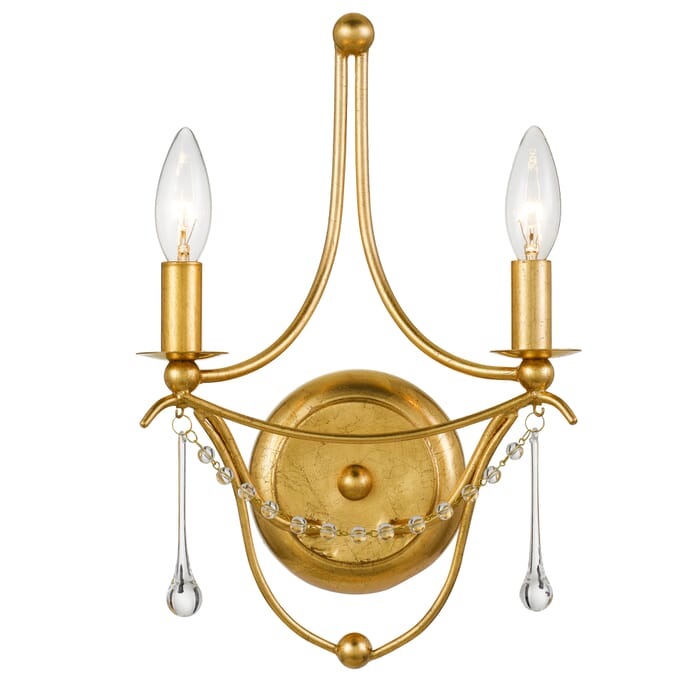 Crystorama Metro 2-Light 15" Wall Sconce in Antique Gold with Clear Glass Beads Crystals Crystorama Metro 2-Light 15" Wall Sconce in Antique Gold with Clear Glass Beads Crystals