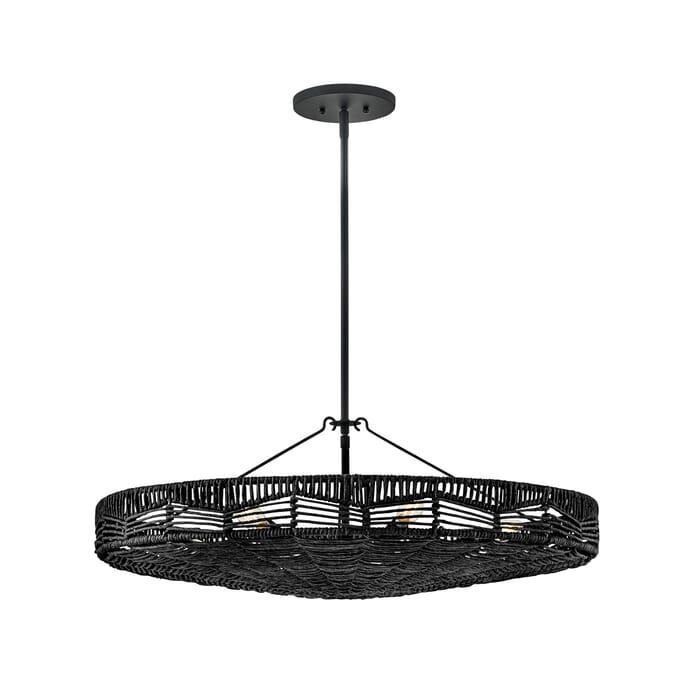 Ophelia 6-Light Medium Convertible Pendant in Black with Black Natural Shade Ophelia 6-Light Medium Convertible Pendant in Black with Black Natural Shade