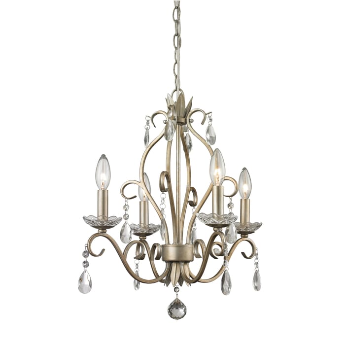 Z-Lite Princess Chandeliers 4-Light Mini Chandelier In Antique Silver Z-Lite Princess Chandeliers 4-Light Mini Chandelier In Antique Silver