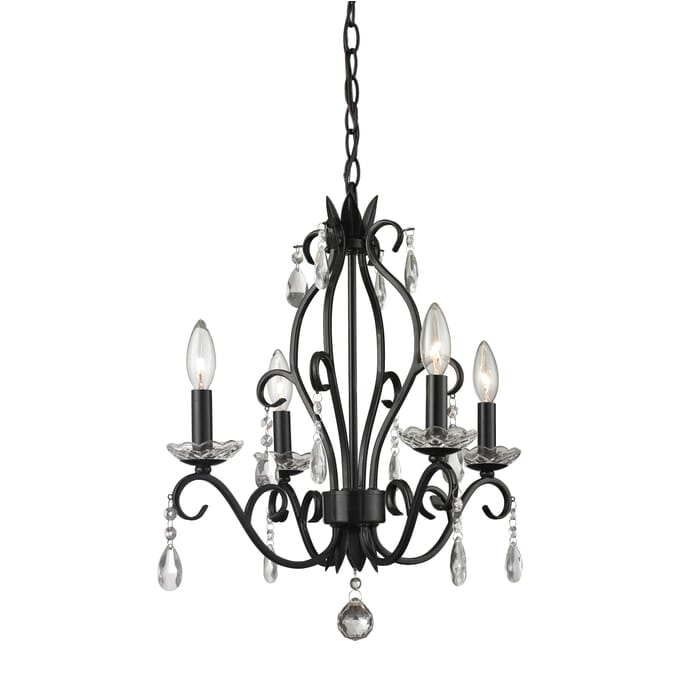 Z-Lite Princess Chandeliers 4-Light Mini Chandelier In Matte Black Z-Lite Princess Chandeliers 4-Light Mini Chandelier In Matte Black