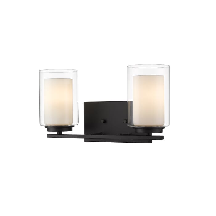 Z-Lite Willow 2-Light Bathroom Vanity Light In Matte Black Z-Lite Willow 2-Light Bathroom Vanity Light In Matte Black
