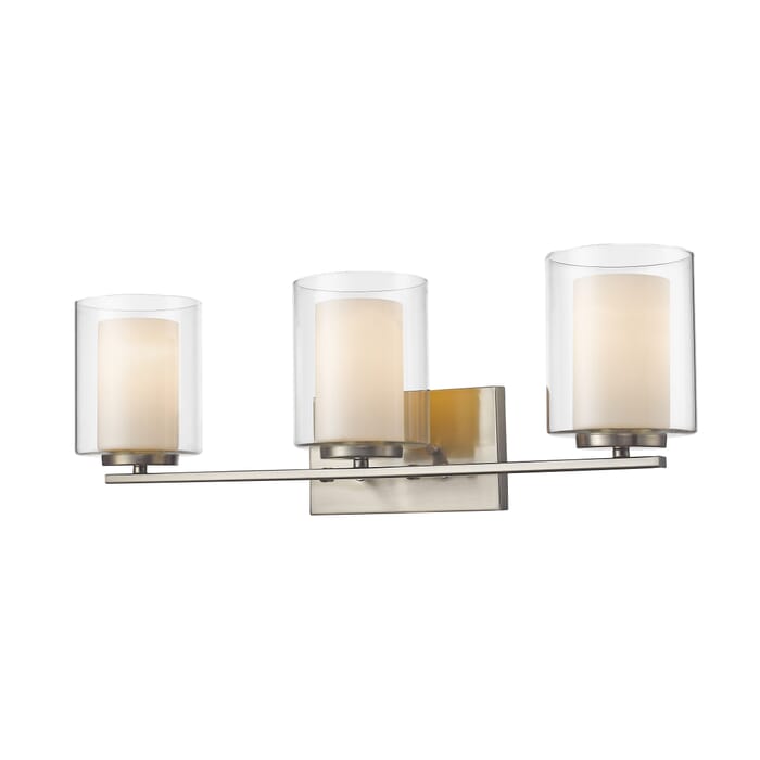 Z-Lite Willow 3-Light Bathroom Vanity Light In Brushed Nickel Z-Lite Willow 3-Light Bathroom Vanity Light In Brushed Nickel