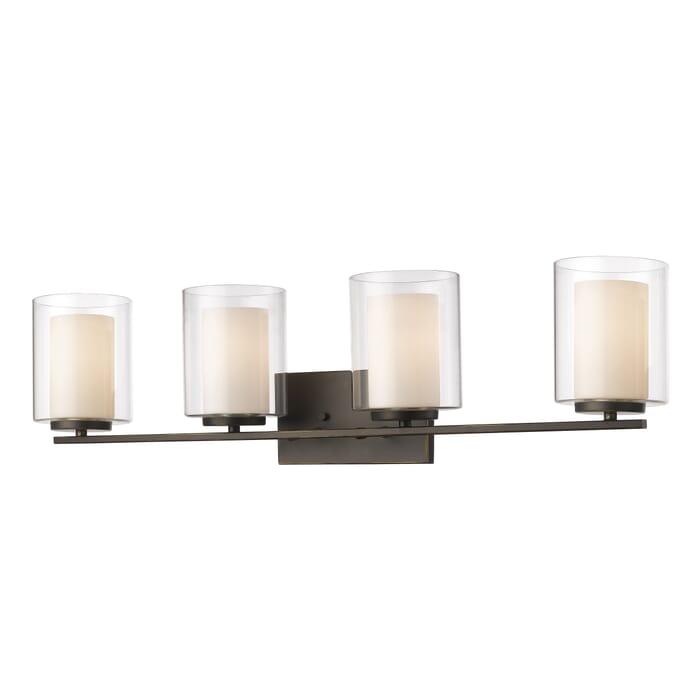 Z-Lite Willow 4-Light Bathroom Vanity Light In Olde Bronze Z-Lite Willow 4-Light Bathroom Vanity Light In Olde Bronze