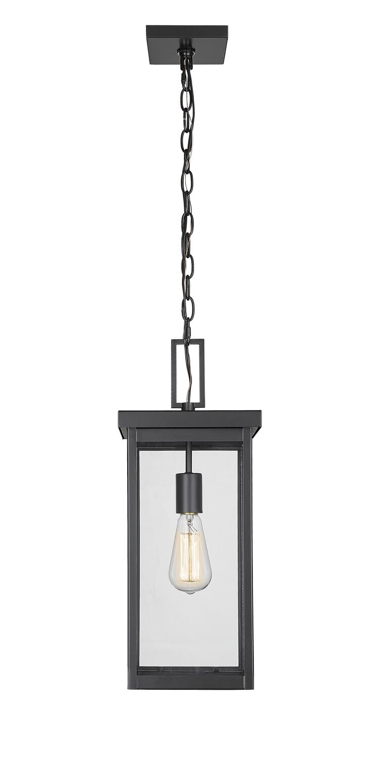 Powder Coated Black One Light Outdoor Hanging Lantern from the Barkeley Collection