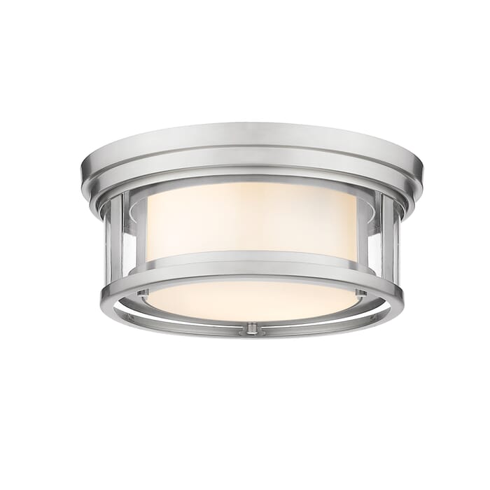 Z-Lite Willow 2-Light Flush Mount Ceiling Light In Brushed Nickel Z-Lite Willow 2-Light Flush Mount Ceiling Light In Brushed Nickel