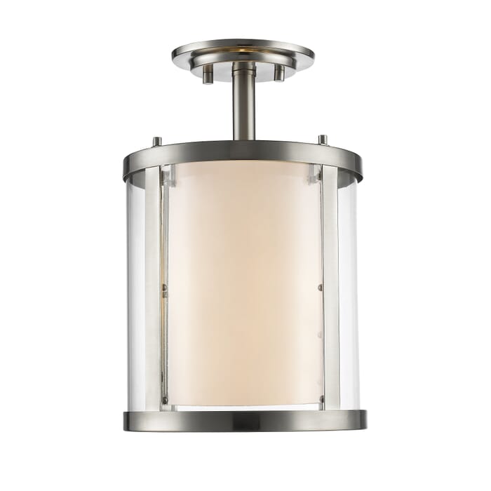 Z-Lite Willow 3-Light Semi Flush Mount Ceiling Light In Brushed Nickel Z-Lite Willow 3-Light Semi Flush Mount Ceiling Light In Brushed Nickel