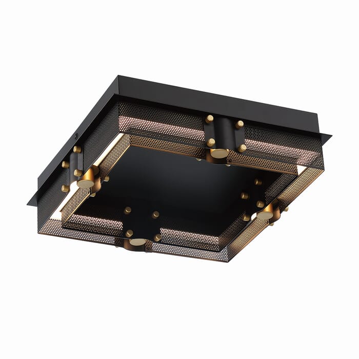 Admiral 1-Light LED Outdoor Flush Mount Ceiling Light in Black With Gold Admiral 1-Light LED Outdoor Flush Mount Ceiling Light in Black With Gold