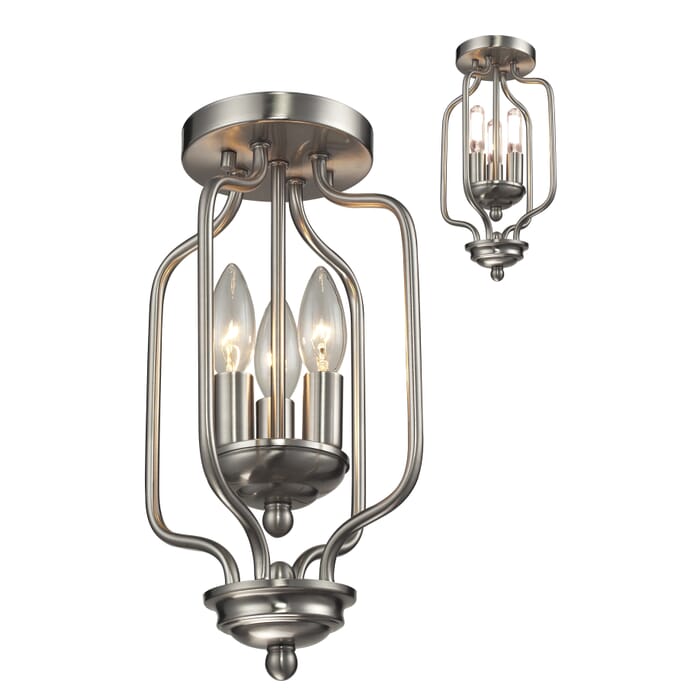 Z-Lite Cardinal 3-Light Flush Mount Ceiling Light In Brushed Nickel Z-Lite Cardinal 3-Light Flush Mount Ceiling Light In Brushed Nickel