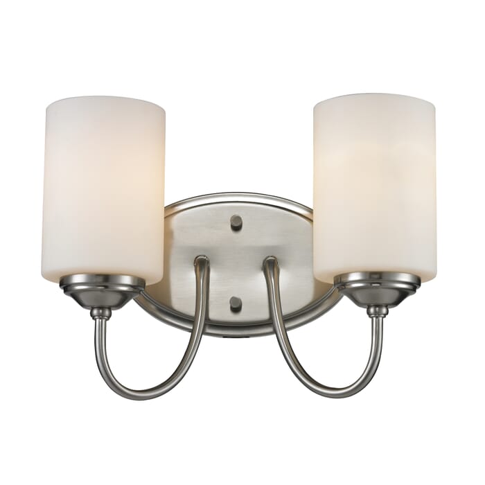 Z-Lite Cardinal 2-Light Bathroom Vanity Light In Brushed Nickel Z-Lite Cardinal 2-Light Bathroom Vanity Light In Brushed Nickel