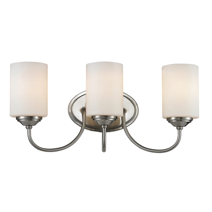 Z-Lite Cardinal 3-Light Bathroom Vanity Light In Brushed Nickel Z-Lite Cardinal 3-Light Bathroom Vanity Light In Brushed Nickel