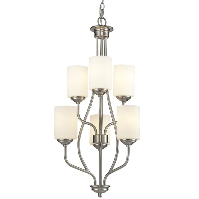 Z-Lite Cardinal 6-Light Chandelier In Brushed Nickel Z-Lite Cardinal 6-Light Chandelier In Brushed Nickel