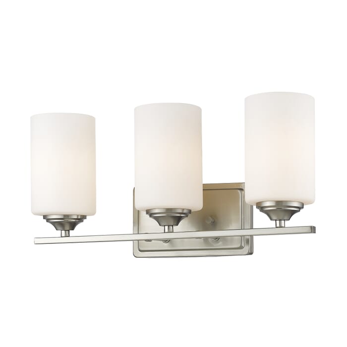 Z-Lite Bordeaux 3-Light Bathroom Vanity Light In Brushed Nickel Z-Lite Bordeaux 3-Light Bathroom Vanity Light In Brushed Nickel