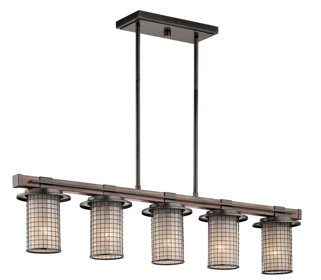 Ahrendale 40" 5-Light Linear Chandelier in Anvil Iron