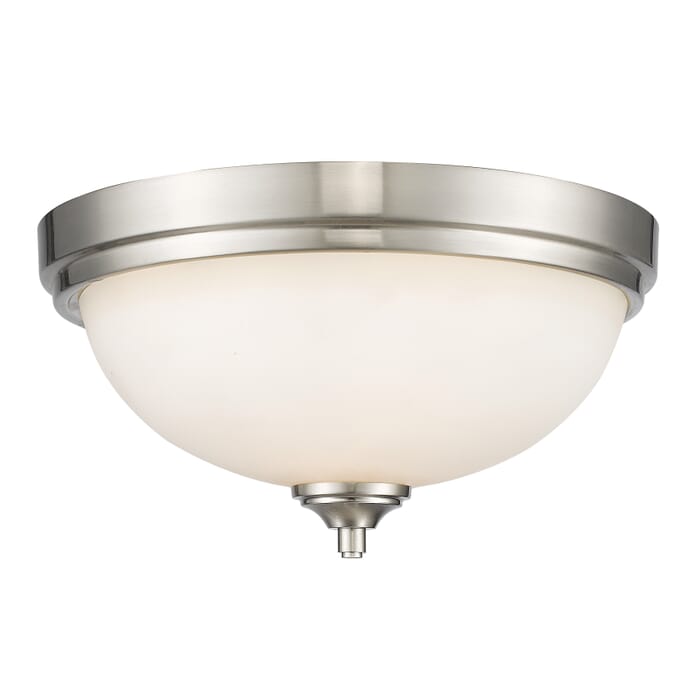 Z-Lite Bordeaux 2-Light Flush Mount Ceiling Light In Brushed Nickel Z-Lite Bordeaux 2-Light Flush Mount Ceiling Light In Brushed Nickel
