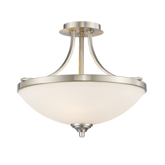 Z-Lite Bordeaux 3-Light Semi Flush Mount Ceiling Light In Brushed Nickel Z-Lite Bordeaux 3-Light Semi Flush Mount Ceiling Light In Brushed Nickel