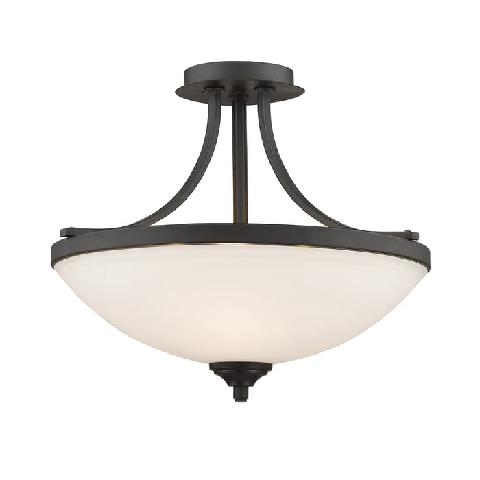 Z-Lite Bordeaux 3-Light Semi Flush Mount Ceiling Light In Bronze Z-Lite Bordeaux 3-Light Semi Flush Mount Ceiling Light In Bronze