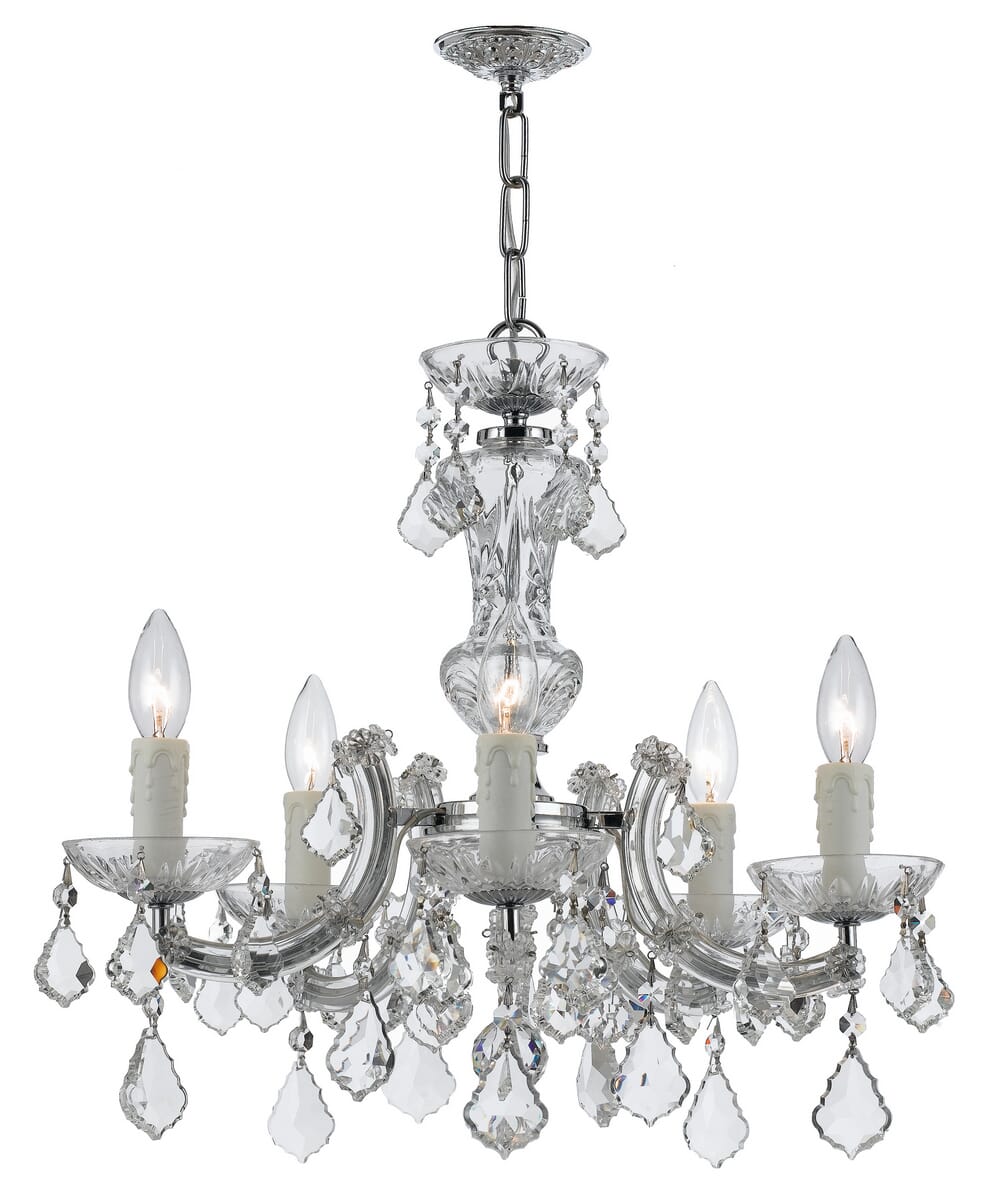Maria Theresa 5-Light 19"" Mini Chandelier in Polished Chrome with Clear Swarovski Strass Crystals -  Crystorama, 4376-CH-CL-S
