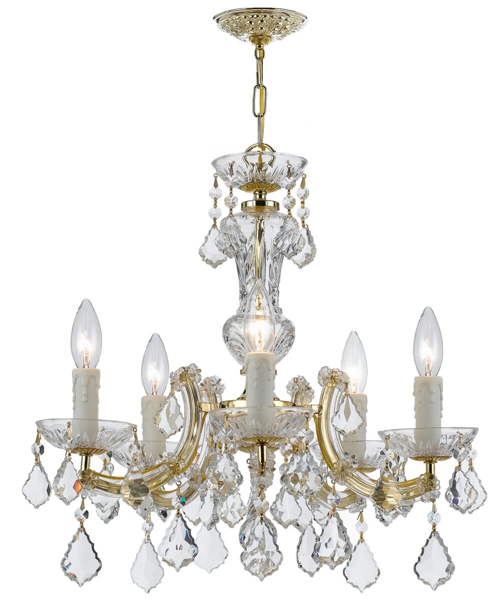 Maria Theresa 5-Light 19"" Mini Chandelier in Gold with Clear Hand Cut Crystals -  Crystorama, 4376-GD-CL-MWP