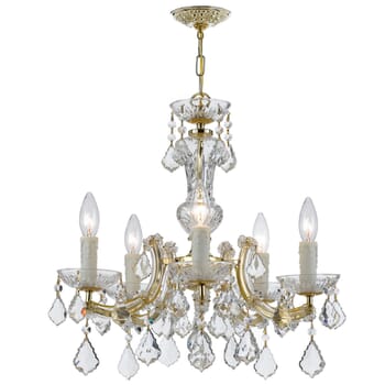 Crystorama Maria Theresa 5-Light 19" Mini Chandelier in Gold with Clear Hand Cut Crystals
