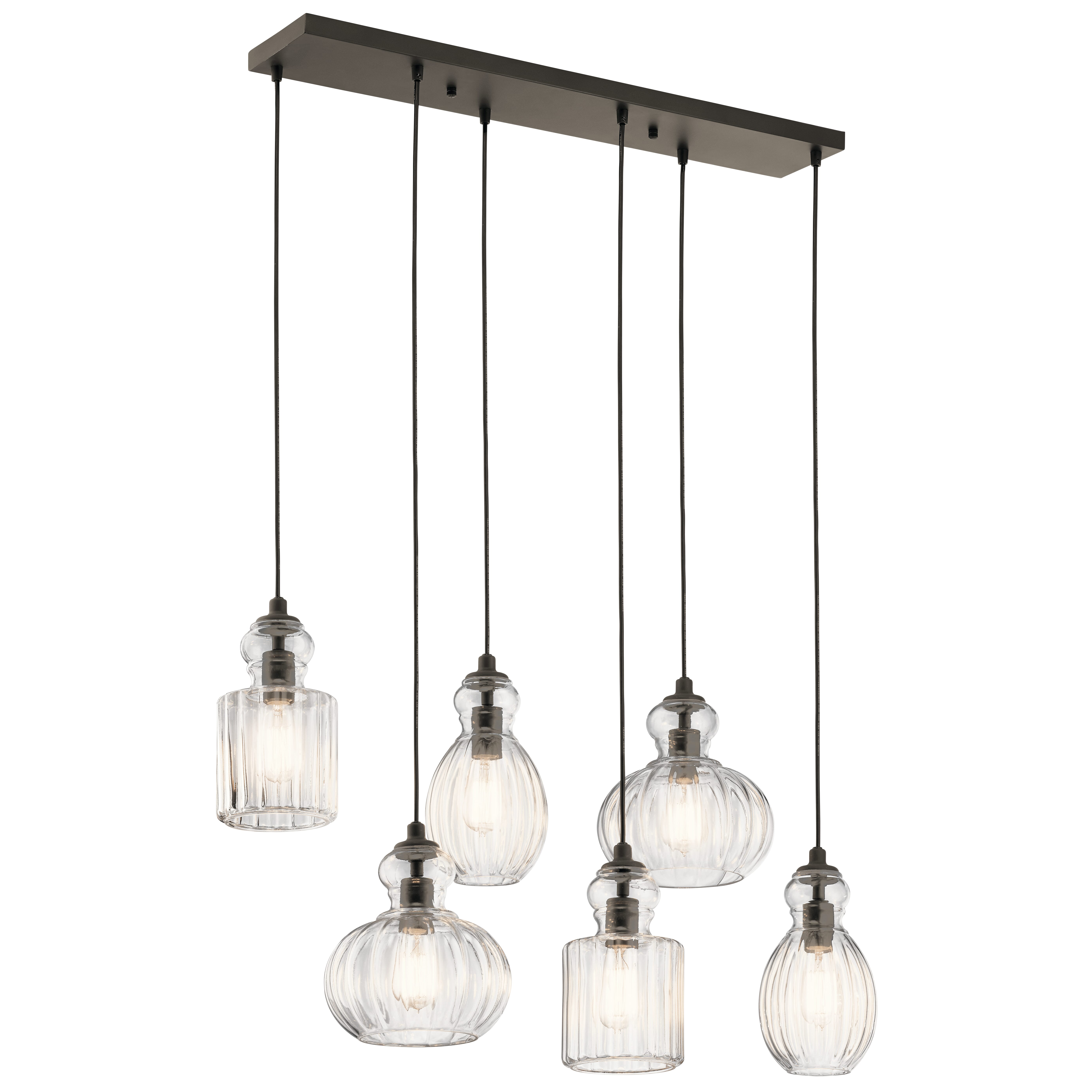 Riviera 6Light Linear Chandelier in Olde Bronze