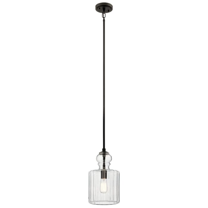Kichler Lighting Riviera 7.75" Clear Ribbed Glass Pendant in Olde Bronze Kichler Lighting Riviera 7.75" Clear Ribbed Glass Pendant in Olde Bronze