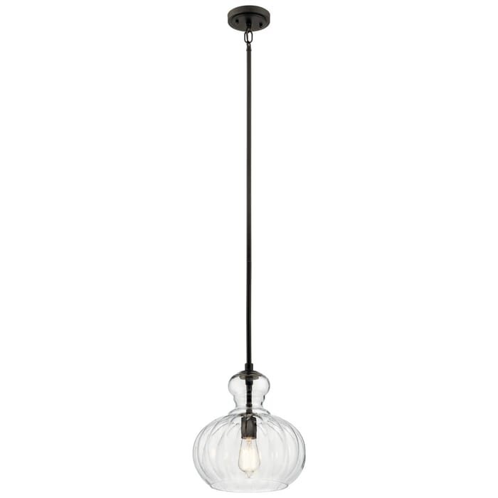 Kichler Lighting Riviera 11.5" Clear Ribbed Glass Pendant in Olde Bronze Kichler Lighting Riviera 11.5" Clear Ribbed Glass Pendant in Olde Bronze