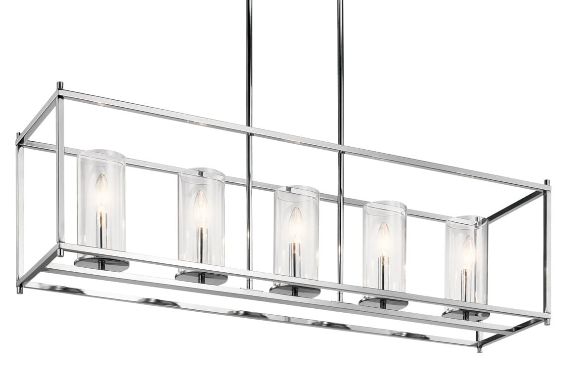 Kichler Crosby 5 Light Linear Chandelier In Chrome Linear