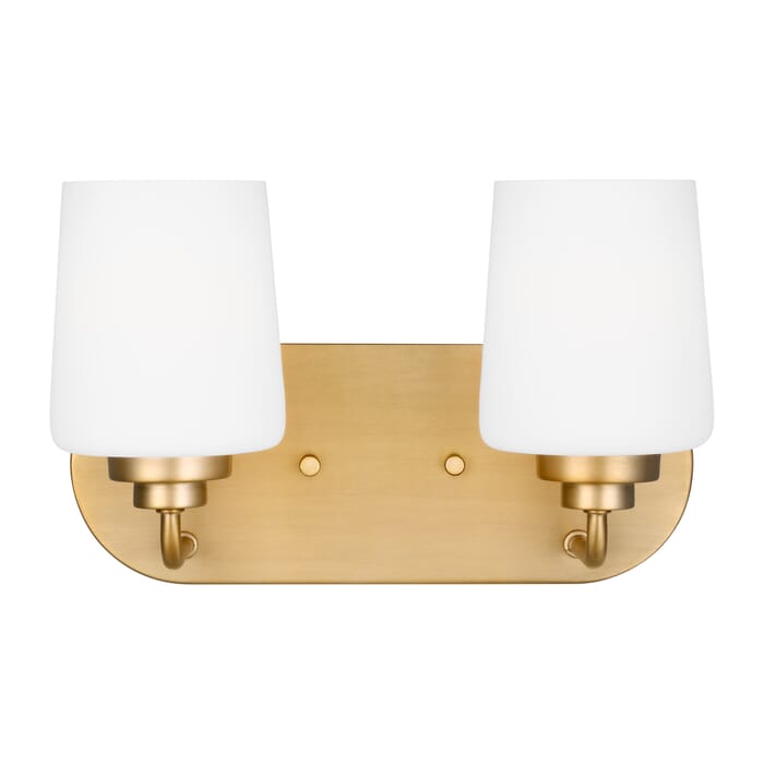 Sea Gull Windom 2-Light Bathroom Vanity Light in Satin Brass Sea Gull Windom 2-Light Bathroom Vanity Light in Satin Brass