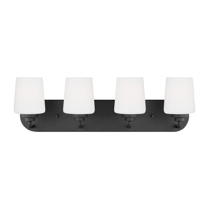 Sea Gull Windom 4-Light Bathroom Vanity Light in Midnight Black Sea Gull Windom 4-Light Bathroom Vanity Light in Midnight Black