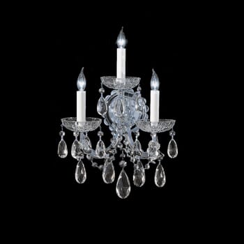 Crystorama Maria Theresa 3-Light 14" Wall Sconce in Polished Chrome with Clear Swarovski Strass Crystals