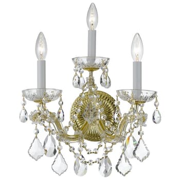 Crystorama Maria Theresa 3-Light 14" Wall Sconce in Gold with Clear Swarovski Strass Crystals