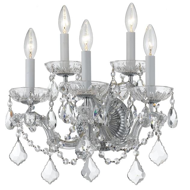 Crystorama Maria Theresa 5-Light 16" Wall Sconce in Polished Chrome with Clear Hand Cut Crystals