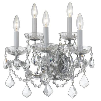 Crystorama Maria Theresa 5-Light 16" Wall Sconce in Polished Chrome with Clear Hand Cut Crystals