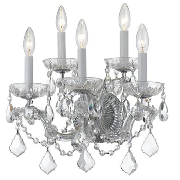 Crystorama Maria Theresa 5-Light 16" Wall Sconce in Polished Chrome with Clear Swarovski Strass Crystals