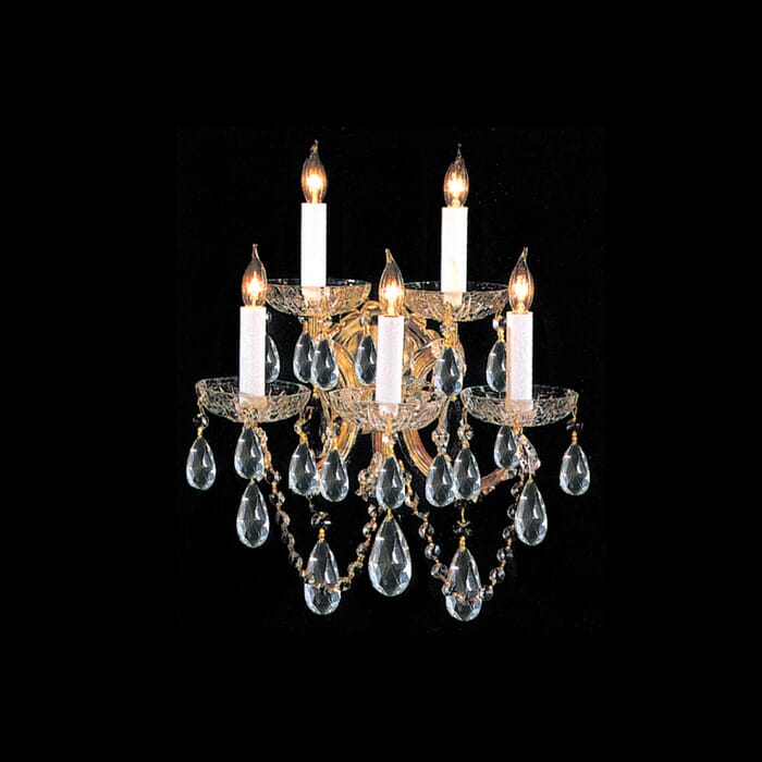 Crystorama Maria Theresa 5-Light 16" Wall Sconce in Gold with Clear Swarovski Strass Crystals Crystorama Maria Theresa 5-Light 16" Wall Sconce in Gold with Clear Swarovski Strass Crystals