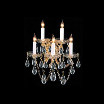 Crystorama Maria Theresa 5-Light 16" Wall Sconce in Gold with Clear Swarovski Strass Crystals