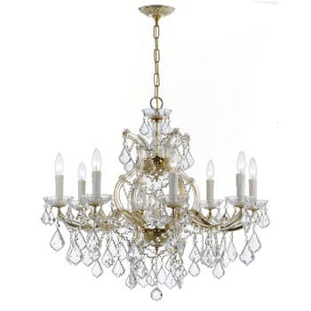 Crystorama Maria Theresa 9-Light 23" Traditional Chandelier in Gold with Clear Hand Cut Crystals