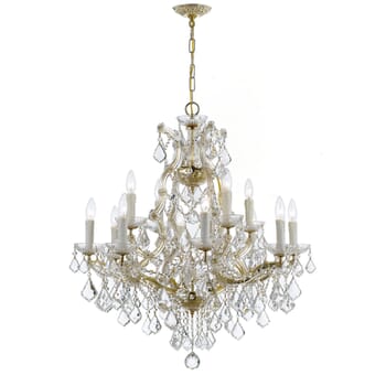 Crystorama Maria Theresa 13-Light 27" Traditional Chandelier in Gold with Clear Spectra Crystals