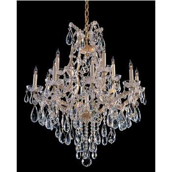 Crystorama Maria Theresa 13-Light 32" Traditional Chandelier in Gold with Clear Hand Cut Crystals