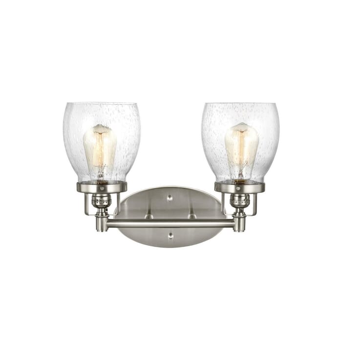 Sea Gull Belton 2-Light Bathroom Vanity Light in Brushed Nickel Sea Gull Belton 2-Light Bathroom Vanity Light in Brushed Nickel