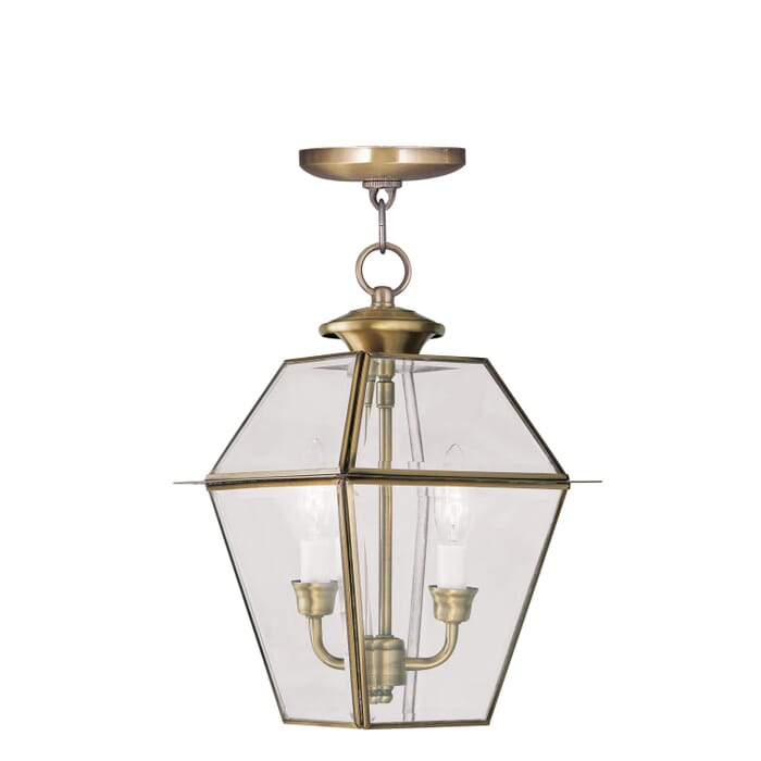 Westover 2-Light Outdoor Pendant in Antique Brass Westover 2-Light Outdoor Pendant in Antique Brass