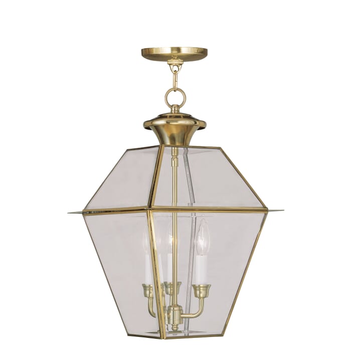 Westover 3-Light Outdoor Pendant in Polished Brass Westover 3-Light Outdoor Pendant in Polished Brass