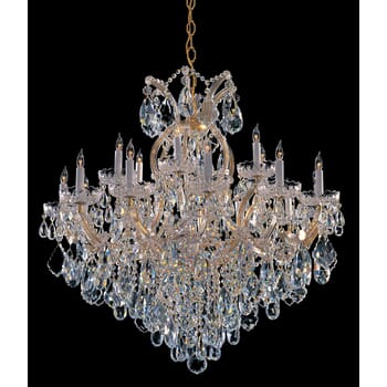 Crystorama Maria Theresa 19-Light 36" Traditional Chandelier in Gold with Clear Hand Cut Crystals