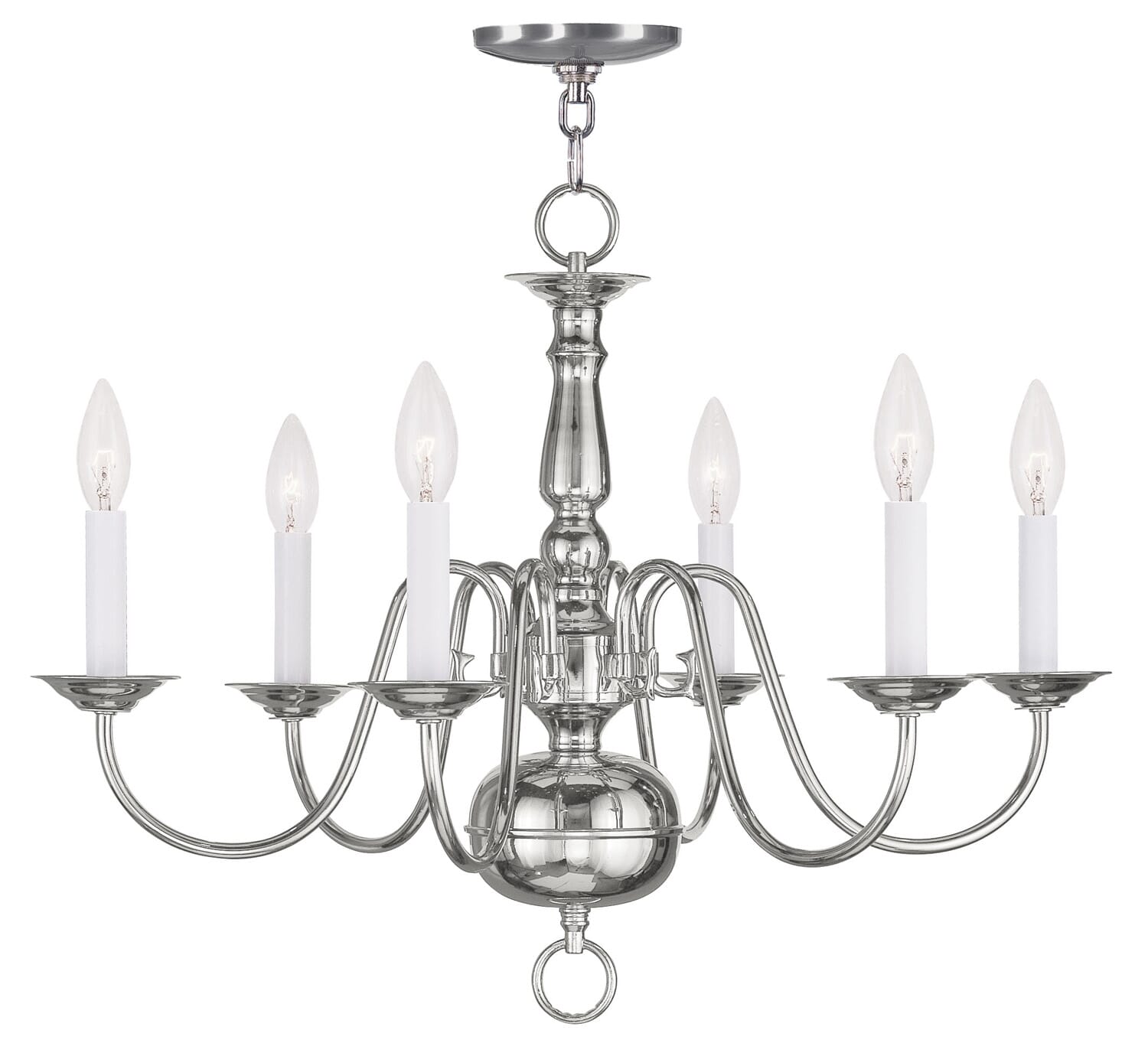 Williamsburgh 6-Light Chandelier in Polished Nickel