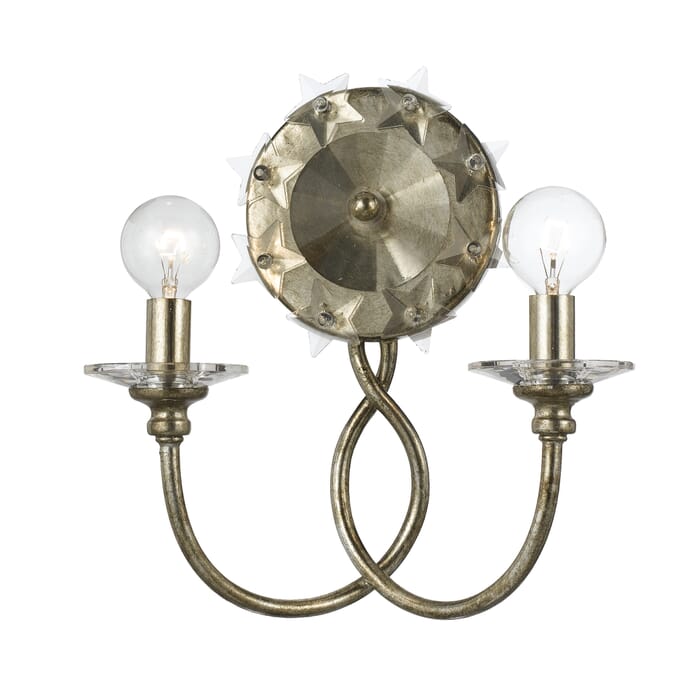 Crystorama Willow 2-Light Wall Sconce in Antique Silver with Clear Glass Star Crystals Crystorama Willow 2-Light Wall Sconce in Antique Silver with Clear Glass Star Crystals