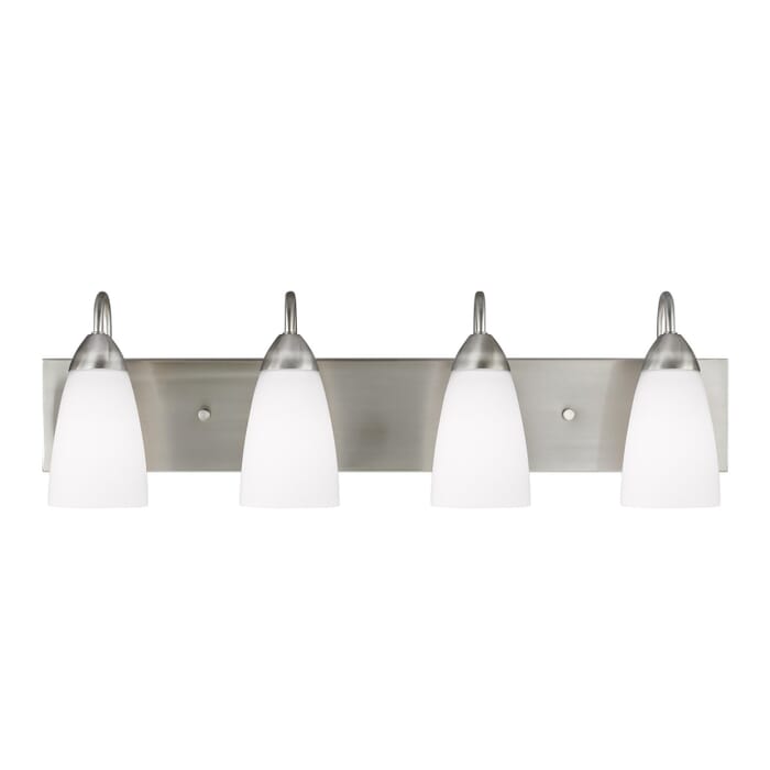 Sea Gull Seville 4-Light Bathroom Vanity Light in Brushed Nickel Sea Gull Seville 4-Light Bathroom Vanity Light in Brushed Nickel