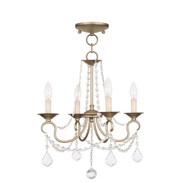 Pennington 4-Light Mini Chandelier with Ceiling Mount in Hand Applied Antique Silver Leaf Pennington 4-Light Mini Chandelier with Ceiling Mount in Hand Applied Antique Silver Leaf