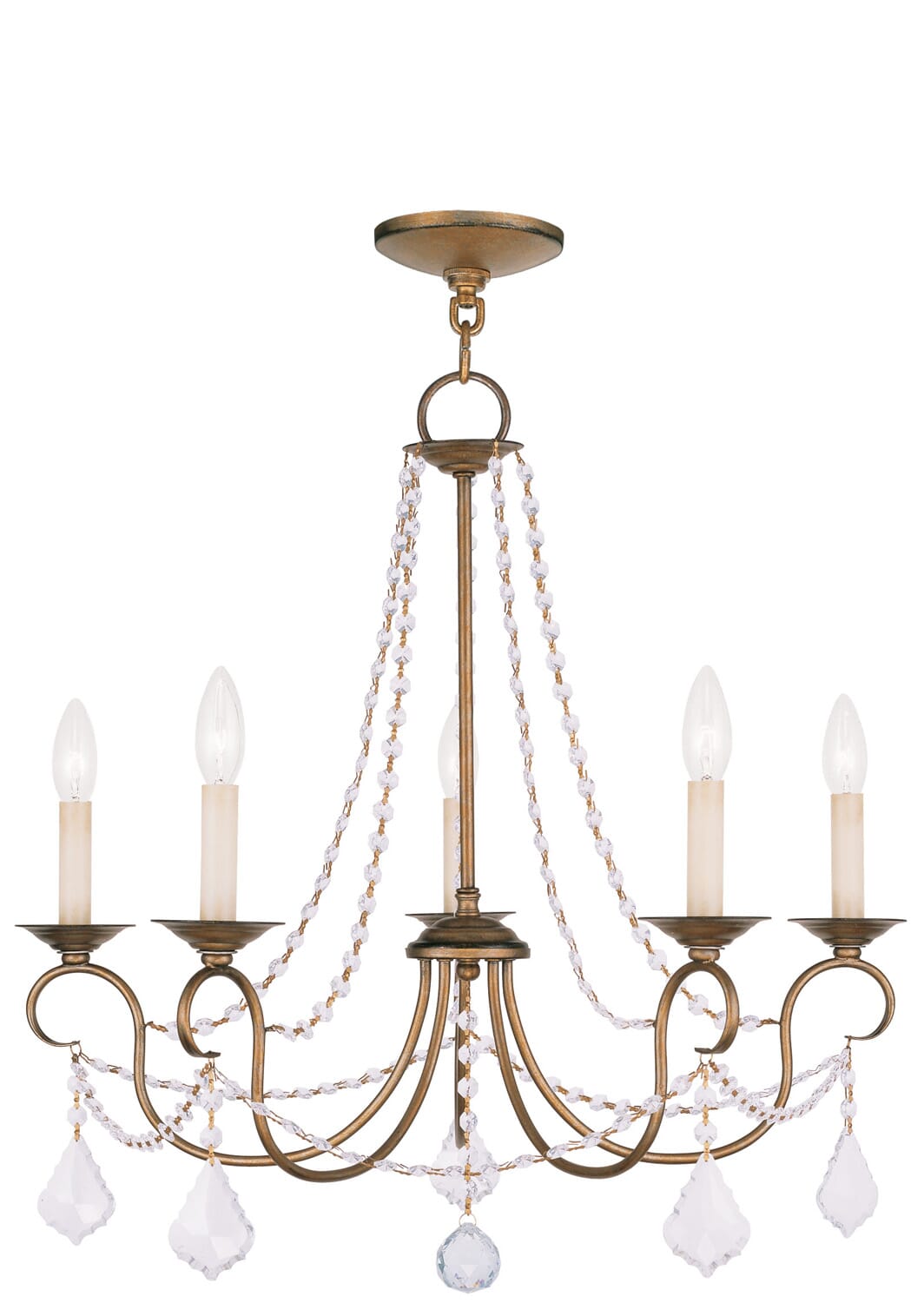 Pennington 5-Light Chandelier in Hand Applied Antique Gold Leaf